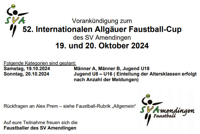 52. Internationaler Allgäuer Faustball-Cup